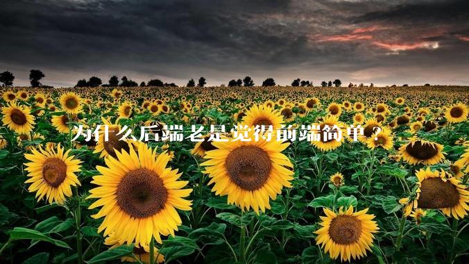 为什么后端老是觉得前端简单?